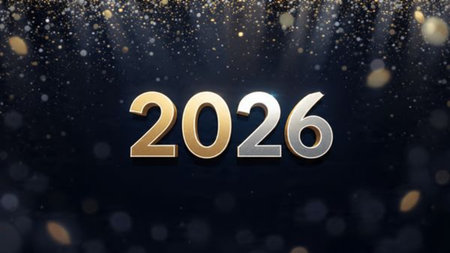 Luxury 2026 New Year background with glass frost reflections and minimal shimmer.