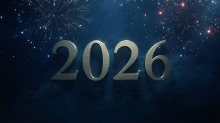 Happy New Year with fireworks and fireworks - 3D Rendering