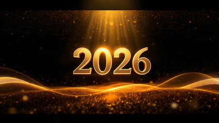 Elegant 2026 celebration background with diamond frost spark field and minimal noise.