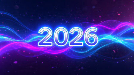 2026 luxury backdrop with soft silver glow haze and cool winter celebration mood.