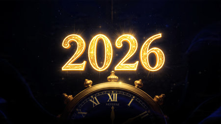 Premium 2026 greeting design with silver frost blur and calm winter glow mood.