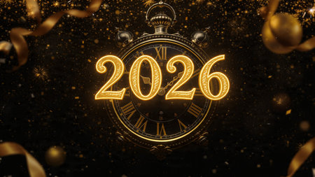 Premium 2026 New Year backdrop with smooth ice-glass reflections and calm winter mood.