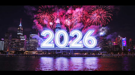 Elegant 2026 background with soft frozen shimmer waves and premium design balance.
