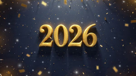 Happy New Year gold foil balloon on black background. 3D illustration