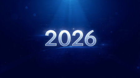 2026 New Year luxury background with pearl-silver shimmer and subtle cool glow.