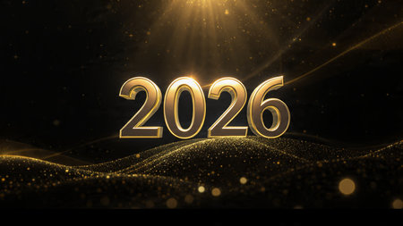 Luxury 2026 New Year visual with pearl frost haze and smooth lighting bloom.