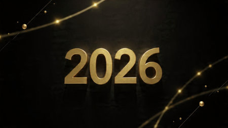 2026 luxury greeting backdrop with polished ice glow edges and ultra-clean design.