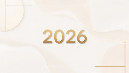 Premium 2026 luxury greeting with icy shimmer corners and soft festive glow.