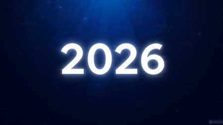 Elegant 2026 premium canvas with cool winter sparkle trails and crisp lighting composition.