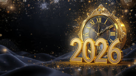 High-end 2026 New Year canvas with cool silver glow gradient and minimal festive charm.