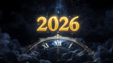Premium 2026 winter canvas with smooth glassy reflections and calm festive elegance.
