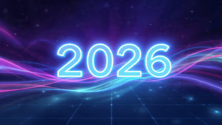 Elegant 2026 premium background with silver light diffusion and minimal sparkle noise.