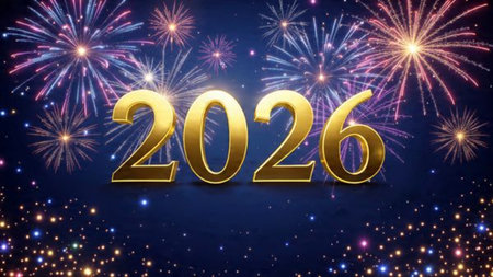 Elegant 2026 premium canvas with silver sparkle trails and soft cool glow.