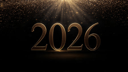 Premium 2026 New Year backdrop with smooth ice-glass reflections and calm winter mood.