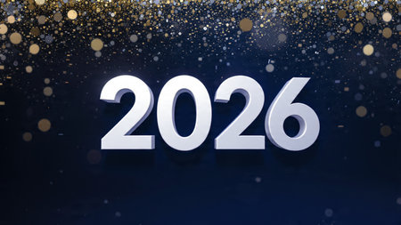 Upscale 2026 winter backdrop with crystal-dust particles and premium light composition.