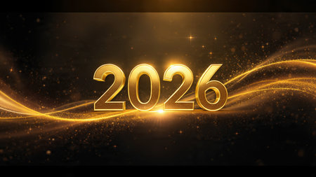 New year gold background with bokeh effect. Vector illustration