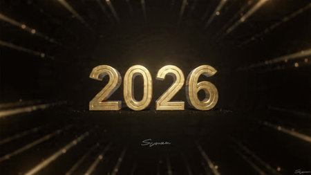 Premium 2026 greeting background with crisp frozen sparkle waves and minimal shadows.