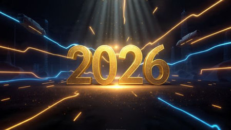 Elegant 2026 New Year canvas with ice-blue shimmer, gentle sparkle overlay, and clean composition...