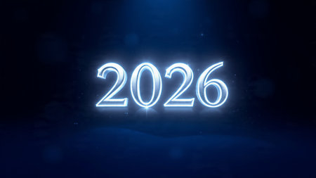 Elegant 2026 celebration backdrop with silver frost blur and minimal sparkle haze.