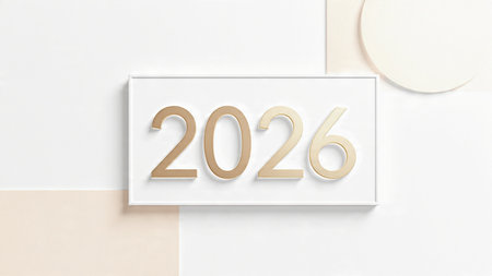 Premium 2026 winter backdrop with soft frost particles and clean luxury composition.