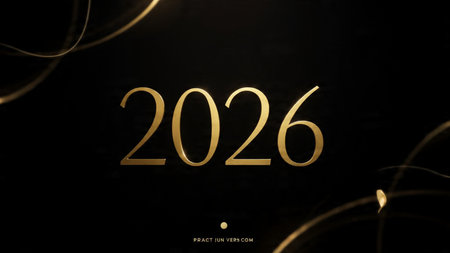 Premium 2026 greeting backdrop with minimal frost noise and cool sparkle accents.