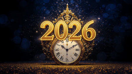 2026 luxury greeting backdrop with polished ice glow edges and ultra-clean design.