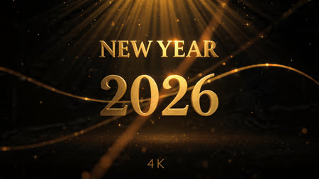 Elegant 2026 premium canvas with silver sparkle trails and soft cool glow.