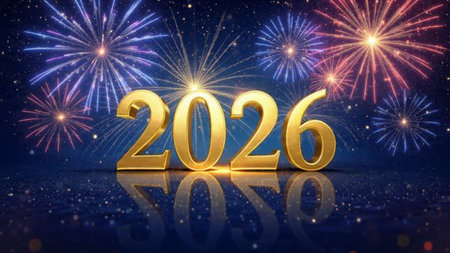 Elegant 2026 celebration backdrop with pearl-silver frost arcs and minimal noise.