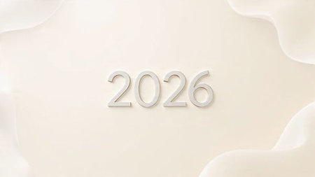 Luxury 2026 winter canvas with crystal-dust particles and clean festive space.