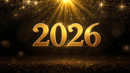 Premium 2026 New Year backdrop with smooth ice-glass reflections and calm winter mood.