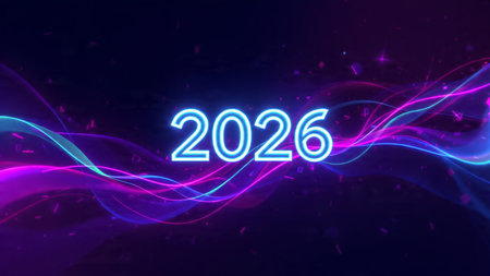 2026 luxury premium greeting with silver frost diffusion and cool lighting mood.
