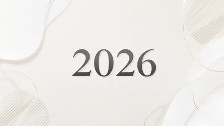 Elegant 2026 canvas with pearl frost glow and minimal sparkle noise overlay.