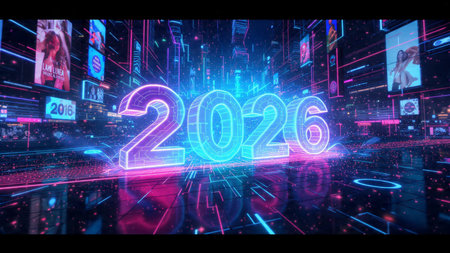 Elegant 2026 premium background with silver light diffusion and minimal sparkle noise.