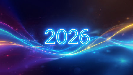 2026 luxury backdrop with soft silver glow haze and calm winter celebration mood.