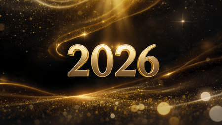 Elegant 2026 background with soft frozen shimmer waves and premium design balance.