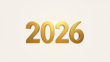 Luxury 2026 canvas with crystal-dust particles and clean festive space.