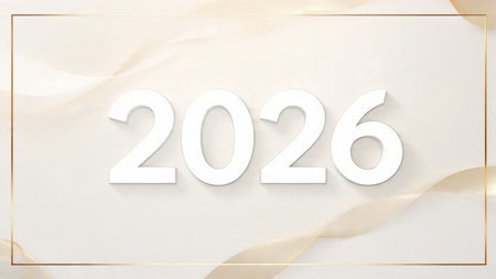 2026 luxury greeting canvas with frozen glow edges and refined white copy space.