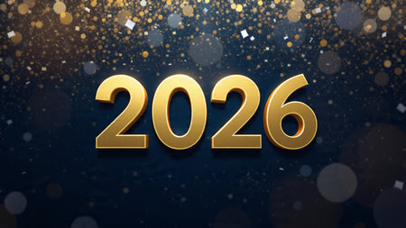 High-end 2026 New Year background with cool winter light diffusion, soft silver sparkles, and modern...