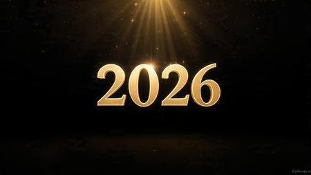 Elegant 2026 premium canvas with silver sparkle trails and soft cool glow.