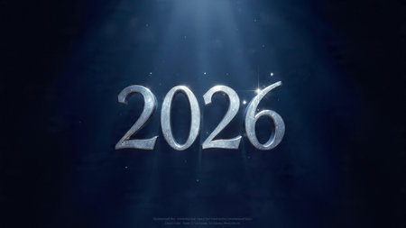 Elegant 2026 premium background with silver light diffusion and minimal sparkle noise.
