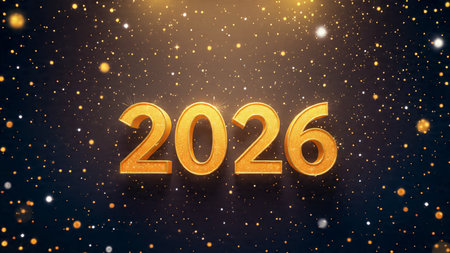 Premium 2026 New Year backdrop with soft frozen glow arcs and calm lighting.
