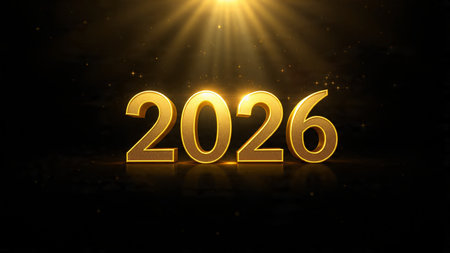 Elegant 2026 premium canvas with silver sparkle trails and soft cool glow.
