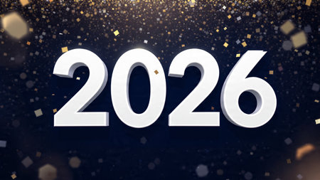 Premium 2026 luxury greeting with icy shimmer corners and soft festive glow.
