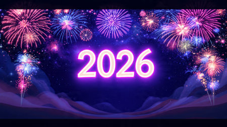 2026 luxury greeting design with soft frozen glow arcs and minimal noise layer.