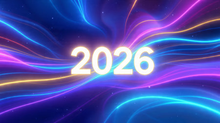 2026 luxury holiday background with soft silver spark waves and minimal design noise.