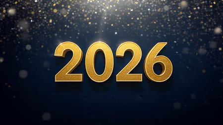 Premium 2026 New Year backdrop with smooth ice-glass reflections and calm winter mood.