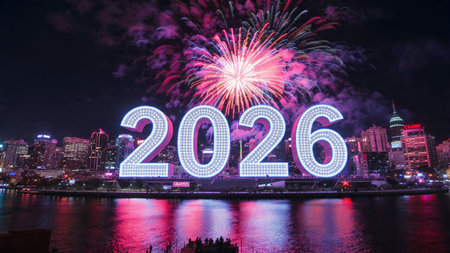 Premium 2026 New Year background with subtle ice-blue glitter glow, clean luxury mood.