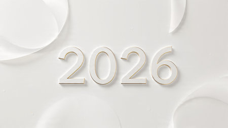 Luxury 2026 New Year background with glass frost reflections and minimal shimmer.