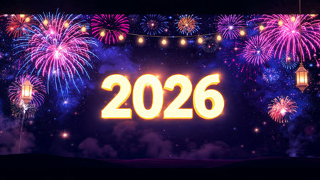2026 premium greeting design with silver frost blur and cool lighting elegance.