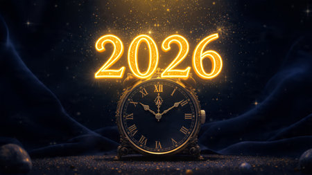 Elegant 2026 premium background with silver light diffusion and minimal sparkle noise.